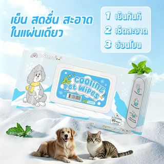 PetStern Cool Wipes ทิชชู่เปียกสัตว์เลี้ยง กลิ่นมินต์ ทิชชู่เปียก สูตรเย็น สำหรับเช็ดสัตว์เลี้ยง ลดอุณหภูมิ 80 แผ่น
