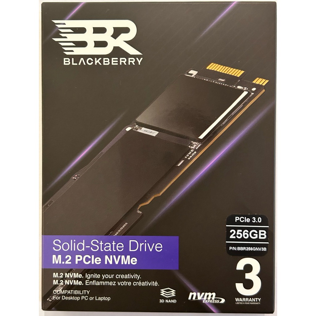 SSD M.2 PCIe NVMe 256GB BBR BlackBerry แท้ 100% ประกัน 3 ปี ใหม่ ยังไม่แกะกล่อง 3D NAND ความเร็วสูง