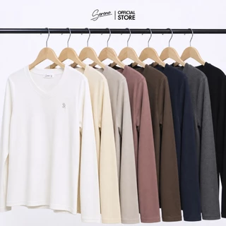 Serene's Choice เสื้อคอวี แขนยาว ผู้หญิง เสื้อยืดเข้ารูป ปักซีรีน สไตล์คลาสสิก นุ่มใส่สบาย ทรงสวย