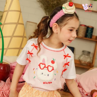 Mix Me เสื้อยืดไหล่สโลป กางเกงกระโปรงสั้น ลายกระต่าย ผ้า 100%Cotton เด็กหญิง อายุ 1-7ปี เสื้อผ้าเด็ก รุ่น 500516/500517
