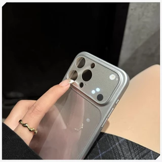 เคสโทรศัพท์ผิวกระจก มีฟิล์มป้องกันเลนส์ สัมผัสเหมือนเครื่องเดิม ใช้ได้กับ iP 14/15/16/17 Pro Max