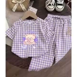 พร้อมส่ง bb55-bb62 9598 ชุดเด็กตารางหมี