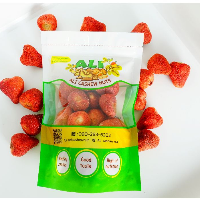 Freez Dried Strawberries สตรอว์เบอร์รี่ฟรีสดรายสตรอเบอรี่อบกรอบ หวาน เปรี้ยวจากสตรอว์เบอร์รีแท้ๆ 100%กินเพลิน 100-500ก.