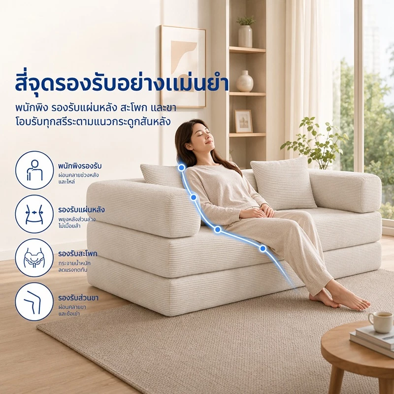 DreaME โซฟาเบด 4 in 1 พับได้ สีเบจ thumbnail 6