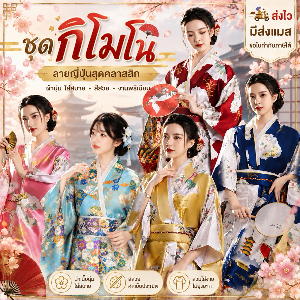 👍ส่งไว จาก กทม👍มาใหม่ กิโมโน สำหรับผู้ใหญ่ ชุดกิโมโน ยูกาตะ ชุดญี่ปุ่น ประจำชาติ ชุดนานาชาติ