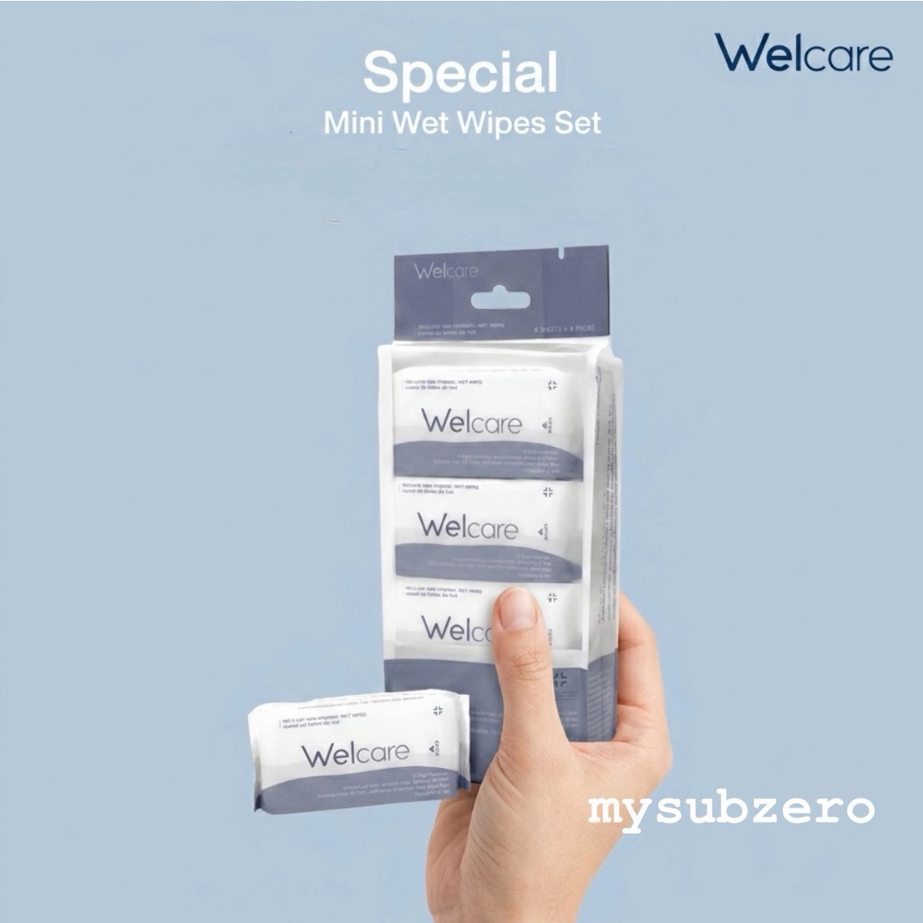 Ⓜ️พร้อมส่ง🅾️ ทิชชู่เปียก Welcare Mini Hygienic Wet Wipes 8 ห่อ/แพ็ก ทำความสะอาดผิว สูตรไฮจีนิคไวพส์