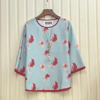 รอบอก 46” เสื้อผู้ใหญ่แขนสามส่วน เสื้อคุณแม่ ลายดอก