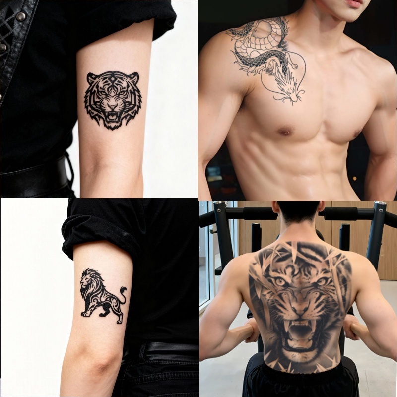 สติกเกอร์รอยสักชั่วคราวลายสัตว์ ติดทนนานสูงสุด 15 วัน มีหลายแบบให้เลือก เหมาะสำหรับติดบนหลายบริเวณ