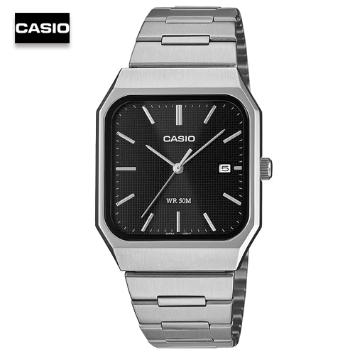นาฬิกาข้อมือผู้ชายคาสิโอ Casio สายสแตนเลส หน้าปัดสีดำ รุ่น MTP-B185D-1AVDF, MTP-B185D-7A, MTP-B185D
