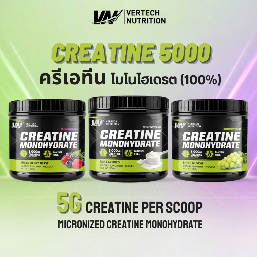 VERTECH NUTRITION Creatine Monohydrate ครีเอทีน ดูดซึมไวไมโครไนซ์ 300g