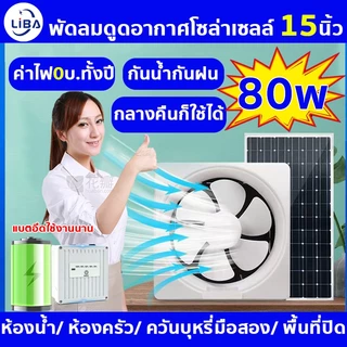 【15นิ้ว】กำลังไฟสูง พัดลมดูดอากาศพลังงานแสงอาทิตย์ ประหยัดไฟ พัดลมดูดอากาศโซล่าเซลล์ กันน้ํา พัดลมระบายอากาศโซล่าเซลล์