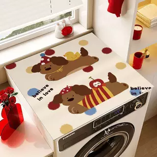 แผ่นอบแห้งซิลิโคนรองเครื่องซักผ้า ขนาด60x60ซม. ลายลูกสุนัขน่ารัก กันฝุ่น ดูดซับ เหมาะเครื่องซักผ้าฝาหน้า