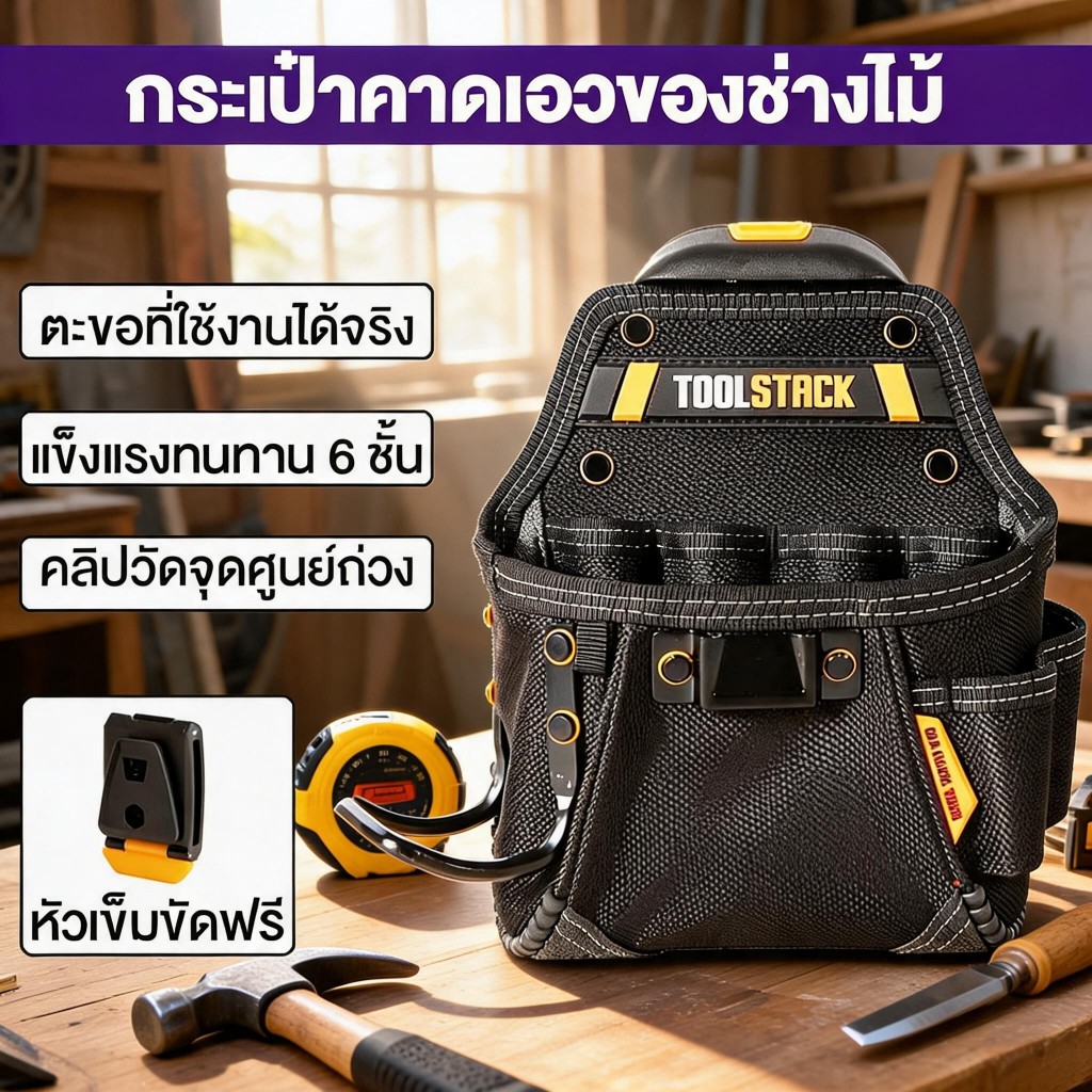 Toolstack TSK-24 คุณภาพสูงเครื่องมือเอวแพ็คกันน้ํา