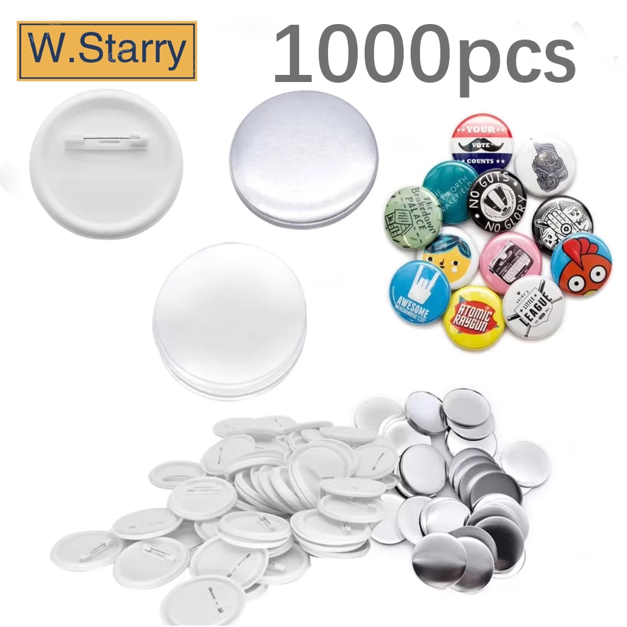 1000 ชิ้น เข็มปลอดภัยพลาสติก 25 32 37 44 58ม.ม.จำนวน สำหรับเครื่องปั๊มเข็มกลัด Blank Pin Badge Button