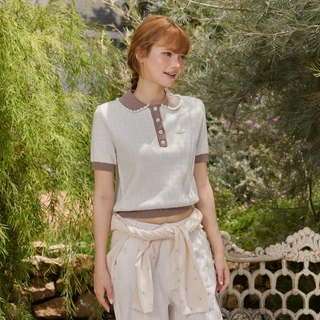 DAILYLOOK.SM --- Harper knit top เสื้อไหมพรม ทอลายสก็อตตัดขอบด้วยสีน้ำตาล