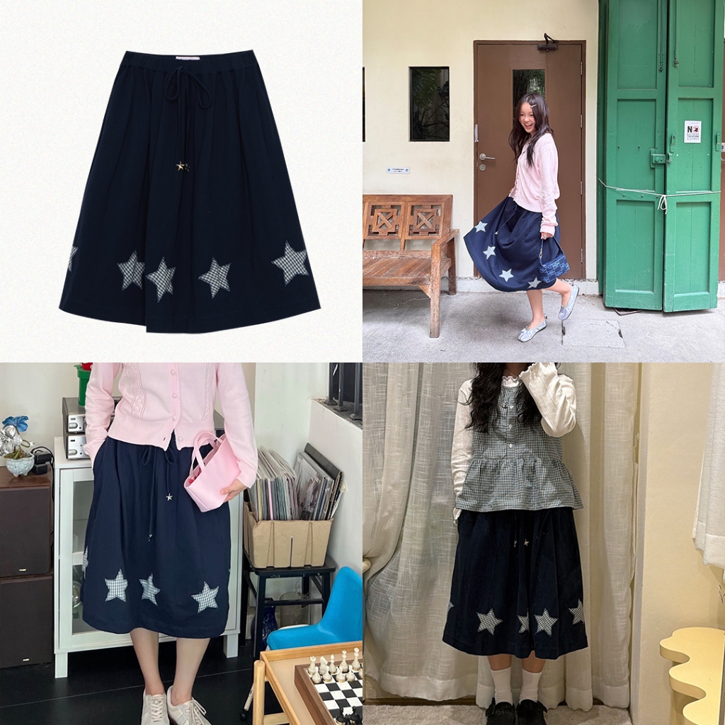 Jellyplease (In Her Daydream) - STARRY SKIRT | classic flared skirt with appliqué stars