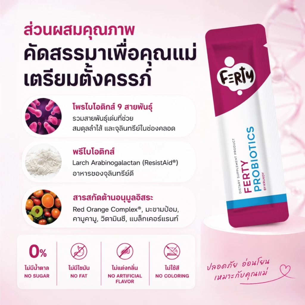 🍌Ferty Probiotics |  1 กล่อง มี15ซอง | Bananamom |  โพรไบโอติก โปรไบโอติกส์ ดีท็อก บานาน่ามัม ครูก้อย thumbnail 4