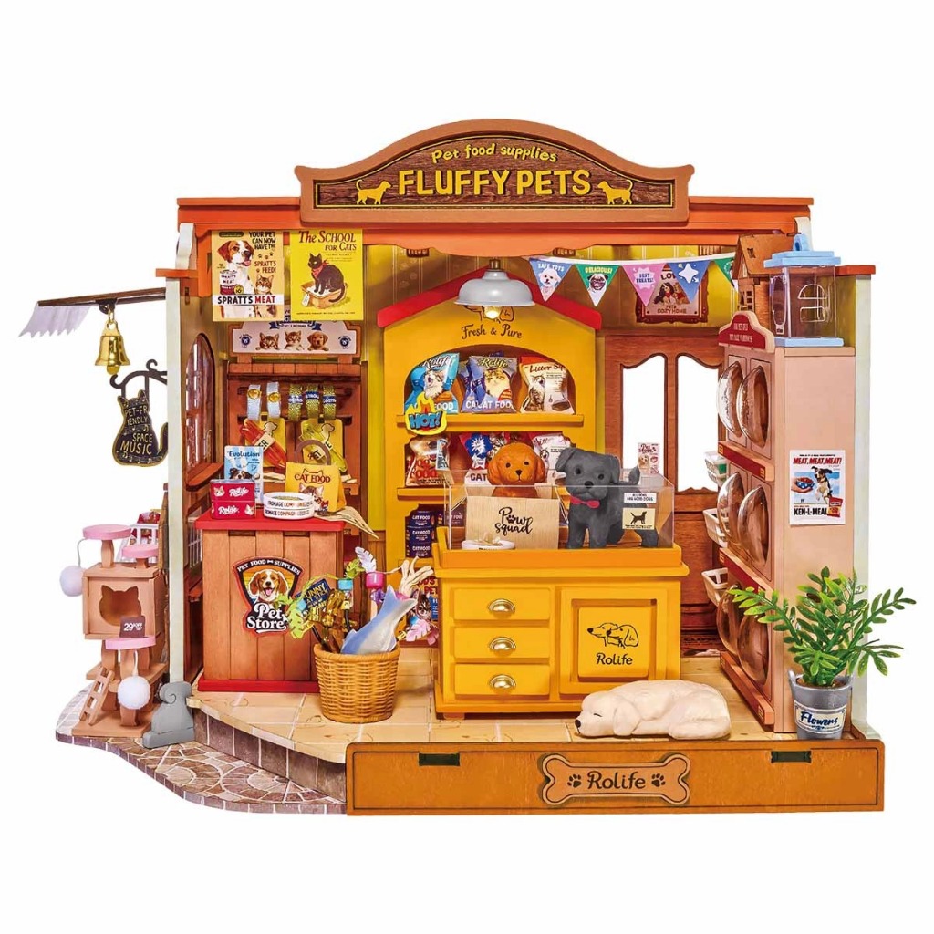 Rolife DIY Miniature Dollhouse - Fluffy Friends Hub โมเดลบ้าน ตัวต่อไม้ บ้านตุ๊กตา | ของแต่งบ้าน ของเล่นศิลปะ DIY