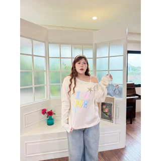 Chubbygirlbkk - I luv me shoulder top🛼💕 “เสื้อโอเวอร์ไซส์ แขนยาว ลายริ้ว ปาดไหล่/ไม่ปาดไหล่ สกรีน ผ้าใส่สบาย ไม่ร้อน”