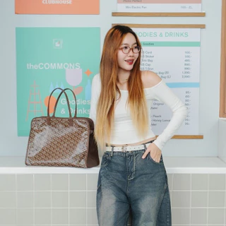 [ LoveGood ] Sphere OT กระเป๋าสะพาย Tote Bag 16" วัสดุ Canvas และหนังวัวแท้ ใส่ Notebook จุของได้เยอะ