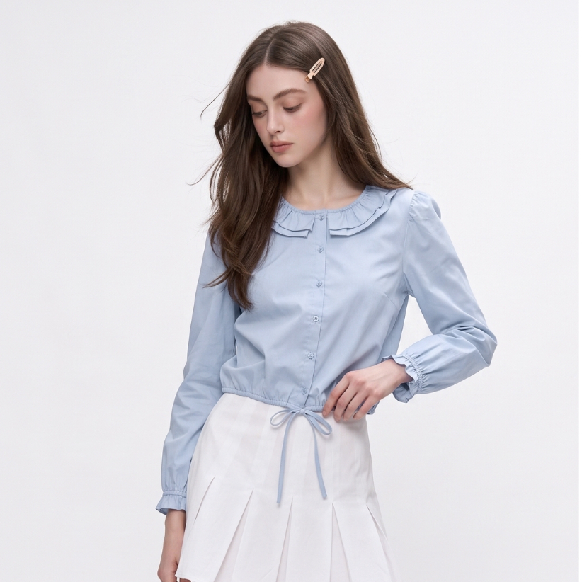 AMILA Blouse AM-B1432 Cotton สเปนเด็กซ์ แขนยาว IGPU26-7 PCE1290