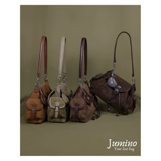 🫒💫🤎Jumino กระเป๋า Cargo ขนมจีบ ทรงHobo มีสาย2เส้น 13 นิ้ว #Ipad ใส่ได้ by 8anglesshop E057