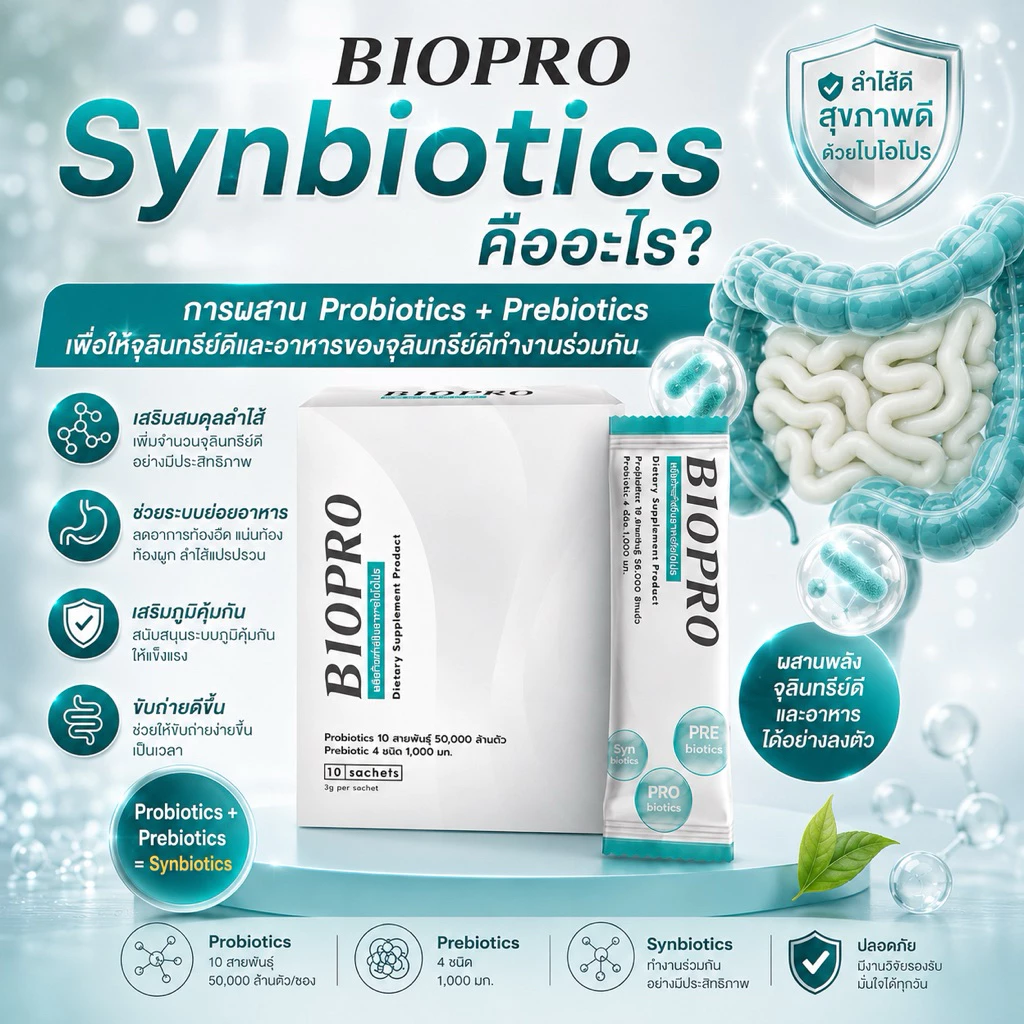 🔥พร้อมส่ง BIOPRO 🔥โพรไบโอติกส์ 50,000 ล้านตัว พรีไบโอติก 4 ชนิด (ขนาด10ซอง) thumbnail 6