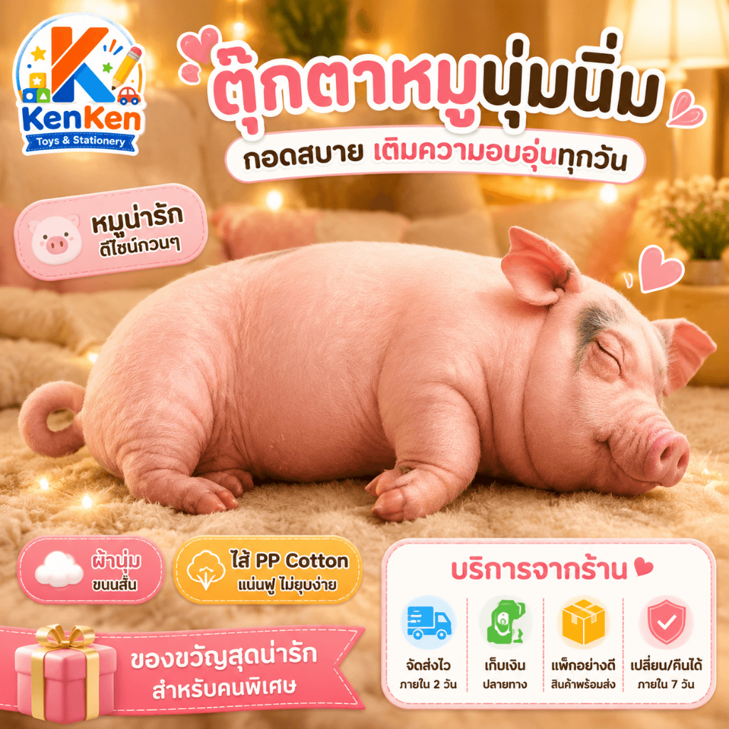 ตุ๊กตาหมูนุ่มนิ่ม หมอนกอด ตุ๊กตาหมูน่ารัก หมอนอิง กอดนอน ของขวัญวันเกิด ของขวัญเพื่อน ตกแต่งห้อง ของเล่นตุ๊กตา นุ่มฟู
