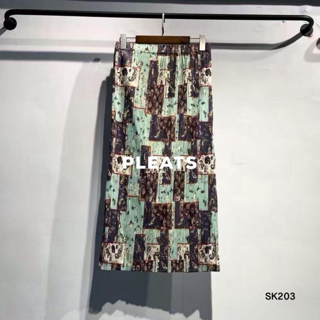 กระโปรงอัดพลีท รหัส SK203 ยาว 32 นิ้ว- PLEATS BY MAMA SKIRT