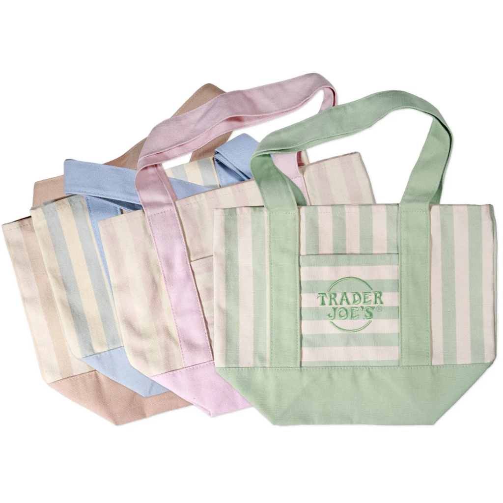 พร้อมส่ง กระเป๋าผ้า แท้ ใหม่ NWT Trader Joe's Striped Mini Canvas Totes / Trader Joe's Large Navy Cl
