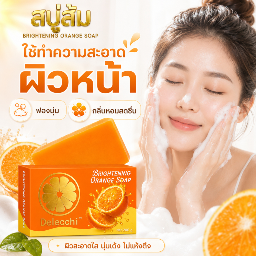 Brightening Orange Soap สบู่กลิ่นส้ม  ผิวดูกระจ่างใส กลิ่นหอมสดชื่น ทำความสะอาดผิว ใช้ได้ทุกวัน 200g