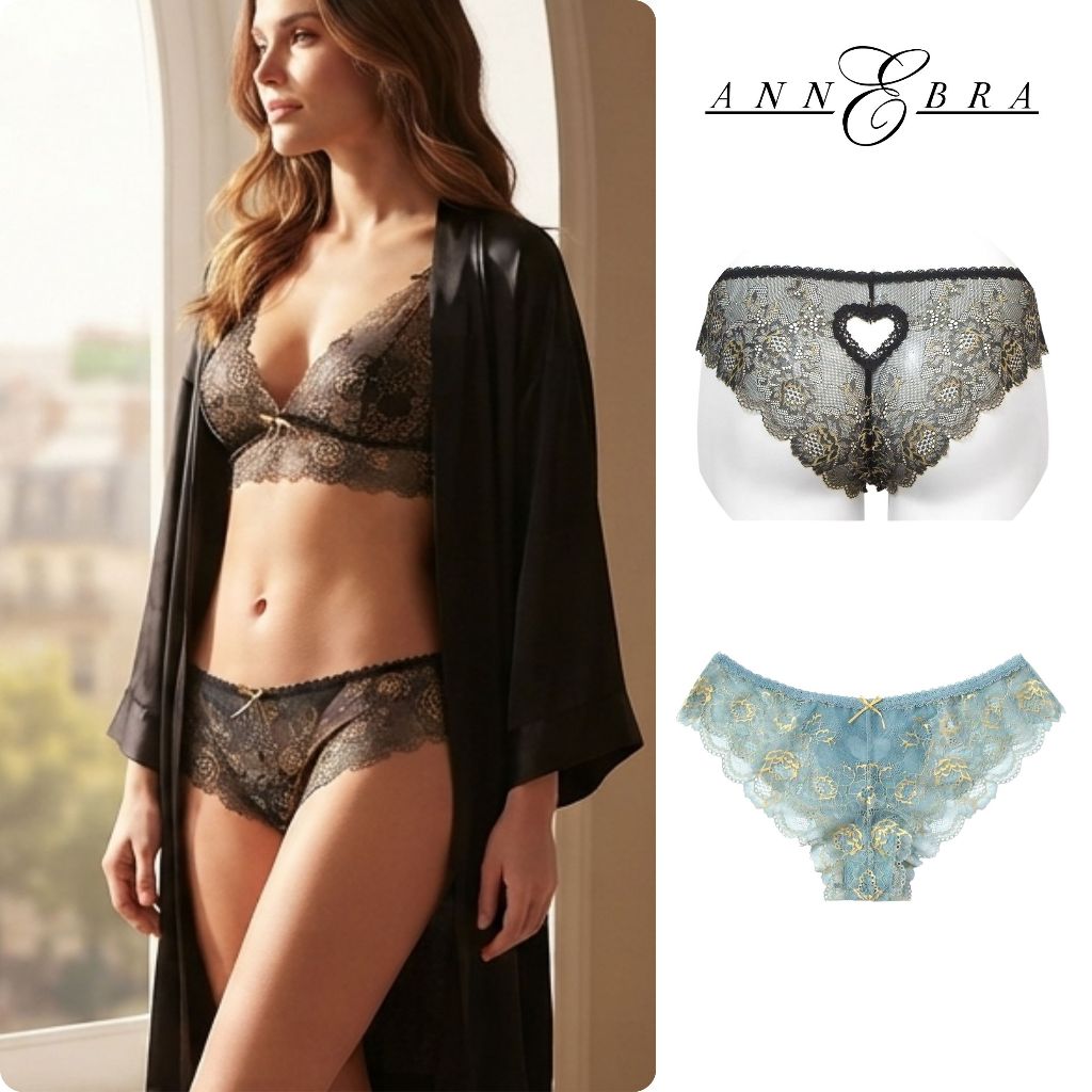 Annebra กางเกงใน ผ้าลูกไม้ ทรงบิกีนี่ Bikini Panty รุ่น AU3-833 สีดำ
