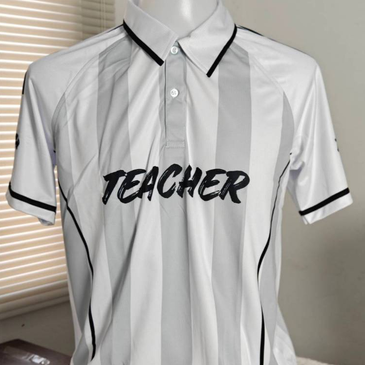 พร้อมส่งเสื้อโปโลกีฬาteacherสีขาว -ผ้าไมโครพูม่าใส่สบาย รูปที่ 4