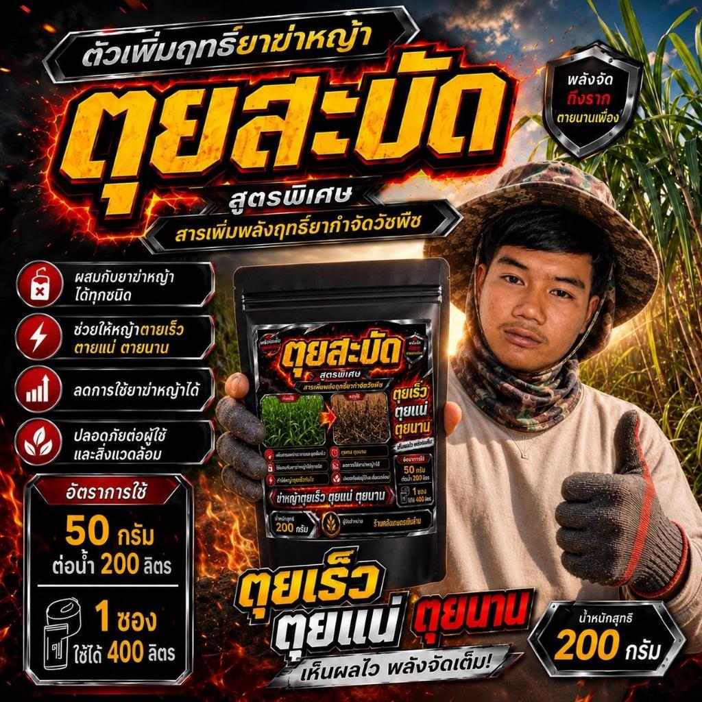 ตุยสะบัด 200กรัม สารเพิ่มฤทธิ์ยาคุมฆ่าหญ้า เสริมประสิทธิภาพ กำจัดวัชพืช สารควบคุมวัชพืช
