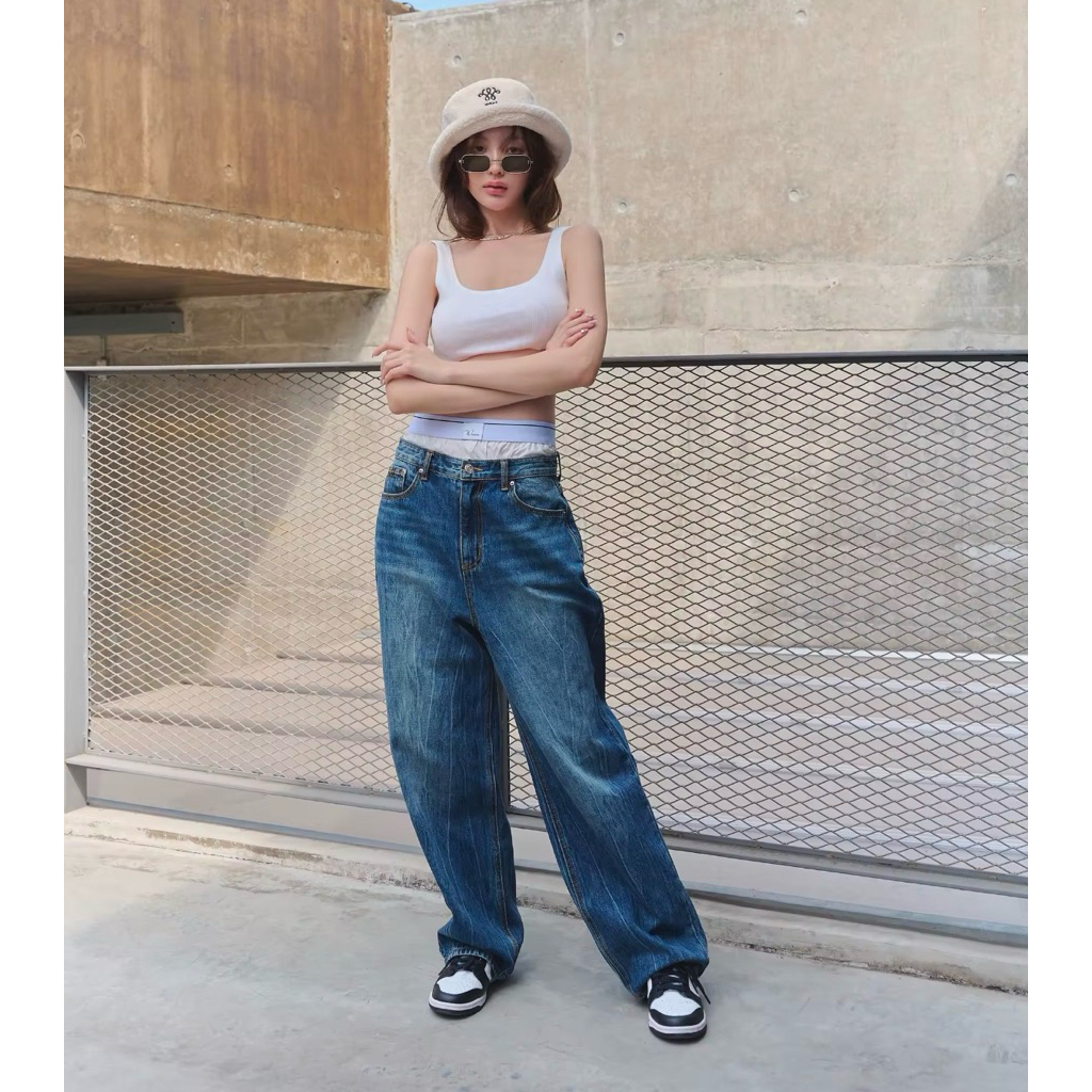 Wara curved BAGGY jeans - มือ 2 สภาพดีมาก ไซส์ S