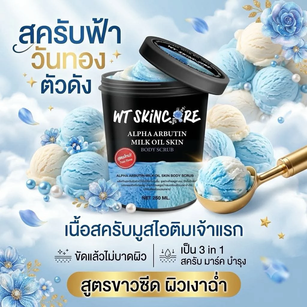 สครับฟ้าทูโทน อัลฟ่าอาร์บูติน ขาว วอก แป้ง แบรนด์วันทอง