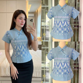 เสื้อ คอจีน (ทูโทน) ลายใหม่