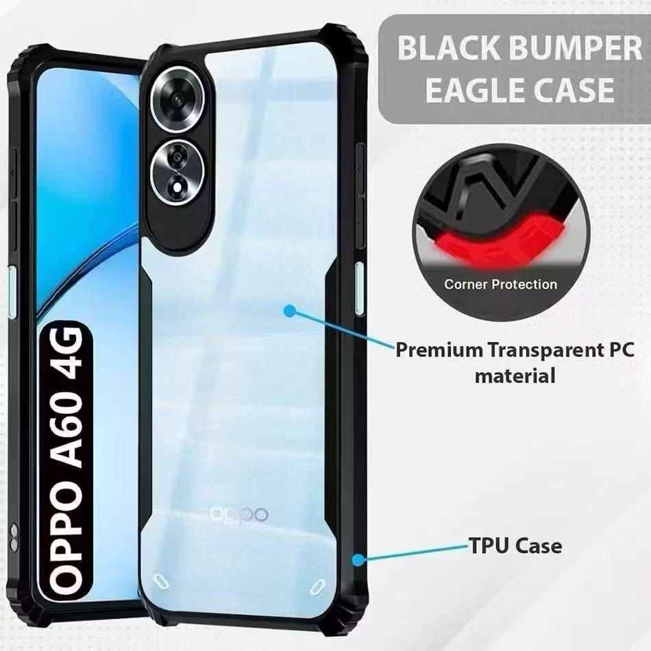 เคสกันกระแทก ขอบสีหลังใส สำหรับ Oppo A60 A18 A38 A98 A58 A78 4G A78 5G Reno8T