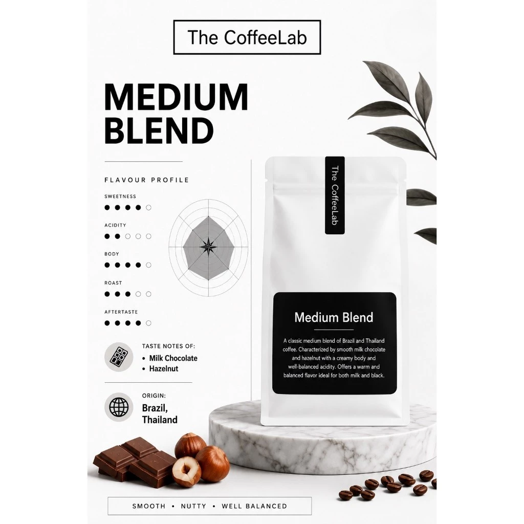 Medium Roasted Coffee Blend of Brazil and Thailand