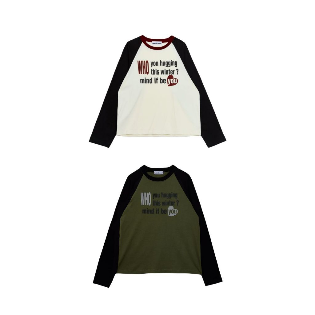 Look Life Leaphh* | Cozy Heart Raglan เสื้อแขนยาว ทรงครอป Unisex