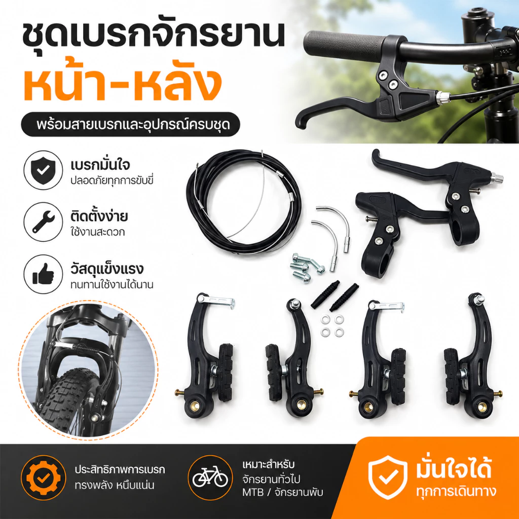 Luxe-T จักรยานเสือภูเขา V เบรคชุดอลูมิเนียมอัลลอยหน้าหลังสีดำอุปกรณ์เสริมการขับขี่ COD