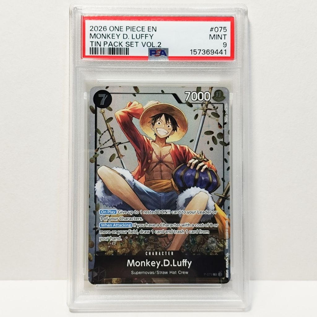 🔥 [PSA 9] One Piece Card Game - Monkey D. Luffy P-075 (Tin Pack Set Vol.2) 🔥
