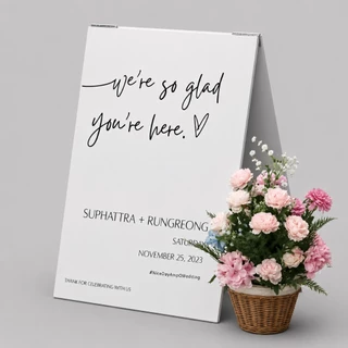 สติ๊กเกอร์ติดกระจกงานแต่งงาน ป้าย Welcome กระจกครึ่งตัว / เต็มตัว ทำตามสั่งได้ทุกแบบ 2-4 วันพร้อมส่ง