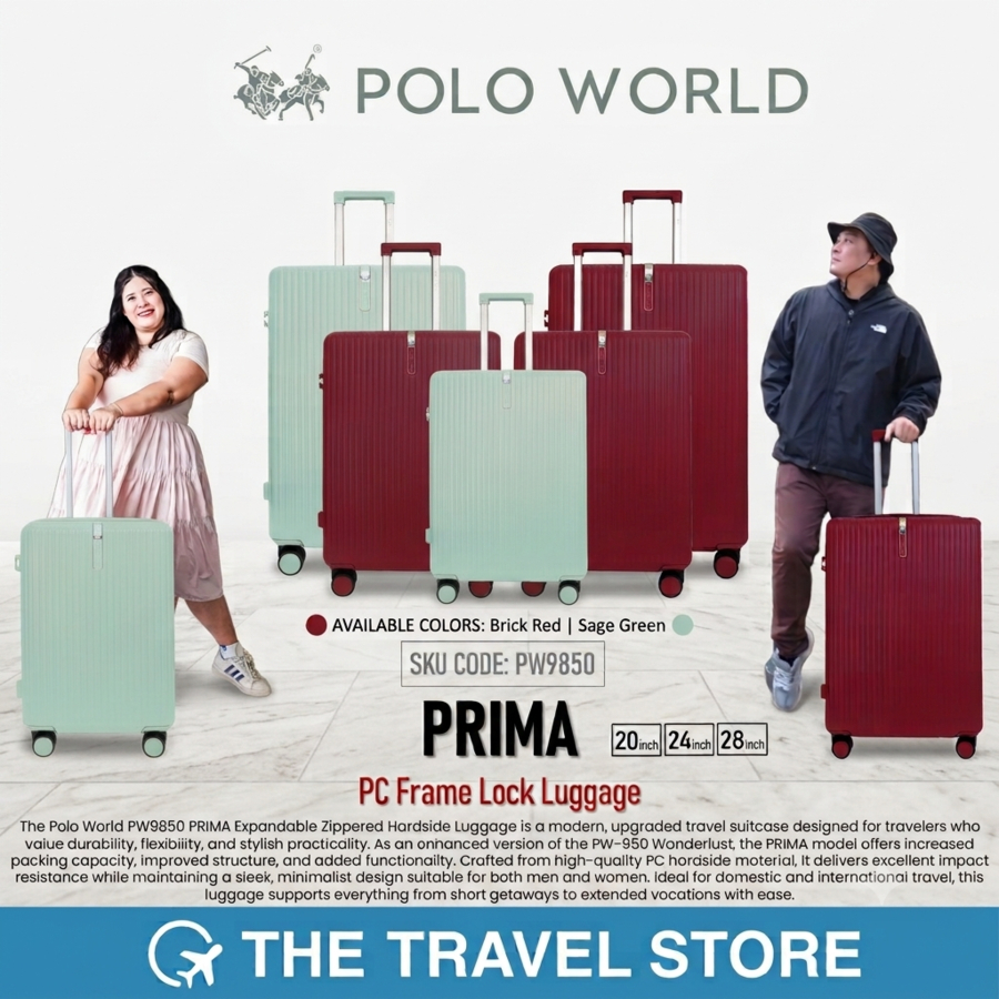 Polo World PW9850 PRIMA Expandable Zippered Hardside Luggage กระเป๋าเดินทาง โปโลเวิล์ด