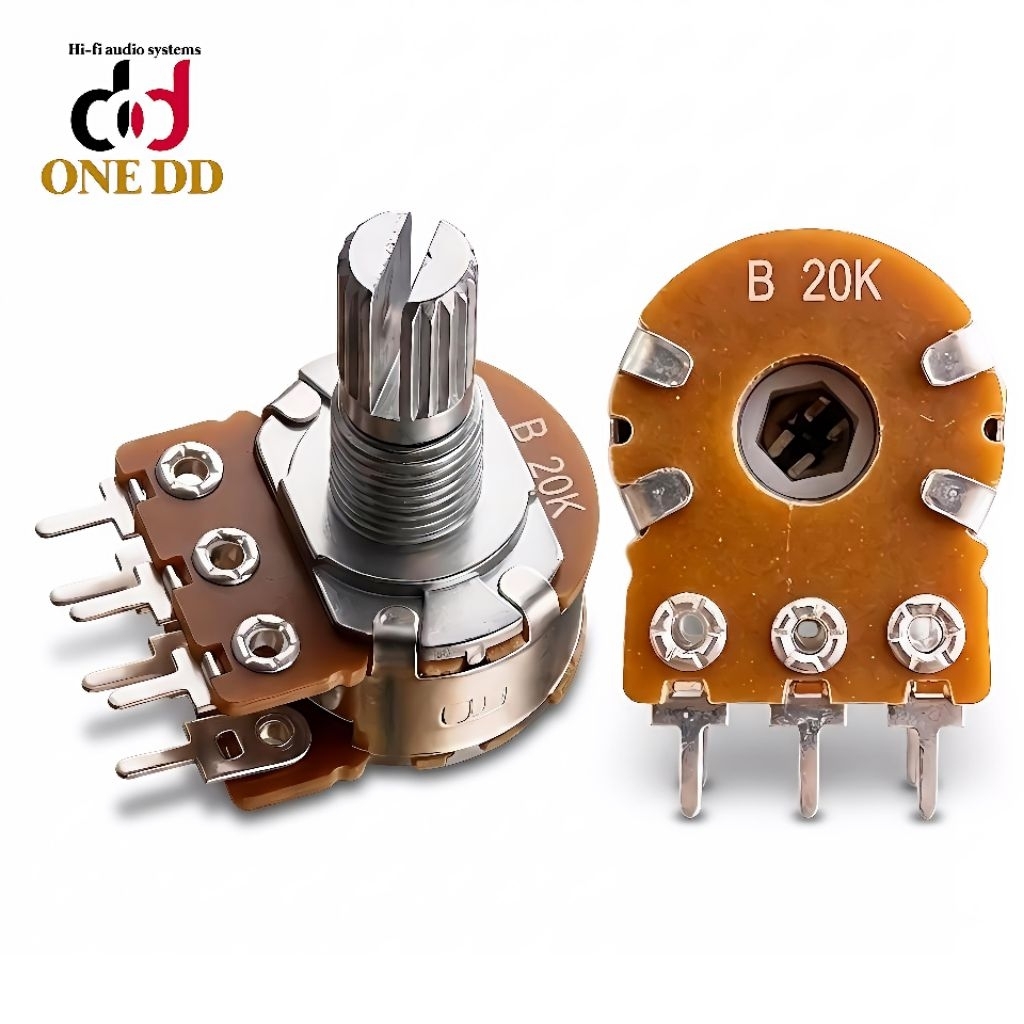วอลลุ่ม 2 ชั้น 6ขา ตัวต้านทานปรับค่าได้ 6P 15KQ B 100K / 50K / 20K / 10K Potentiometer แกนยาว 15 มม.