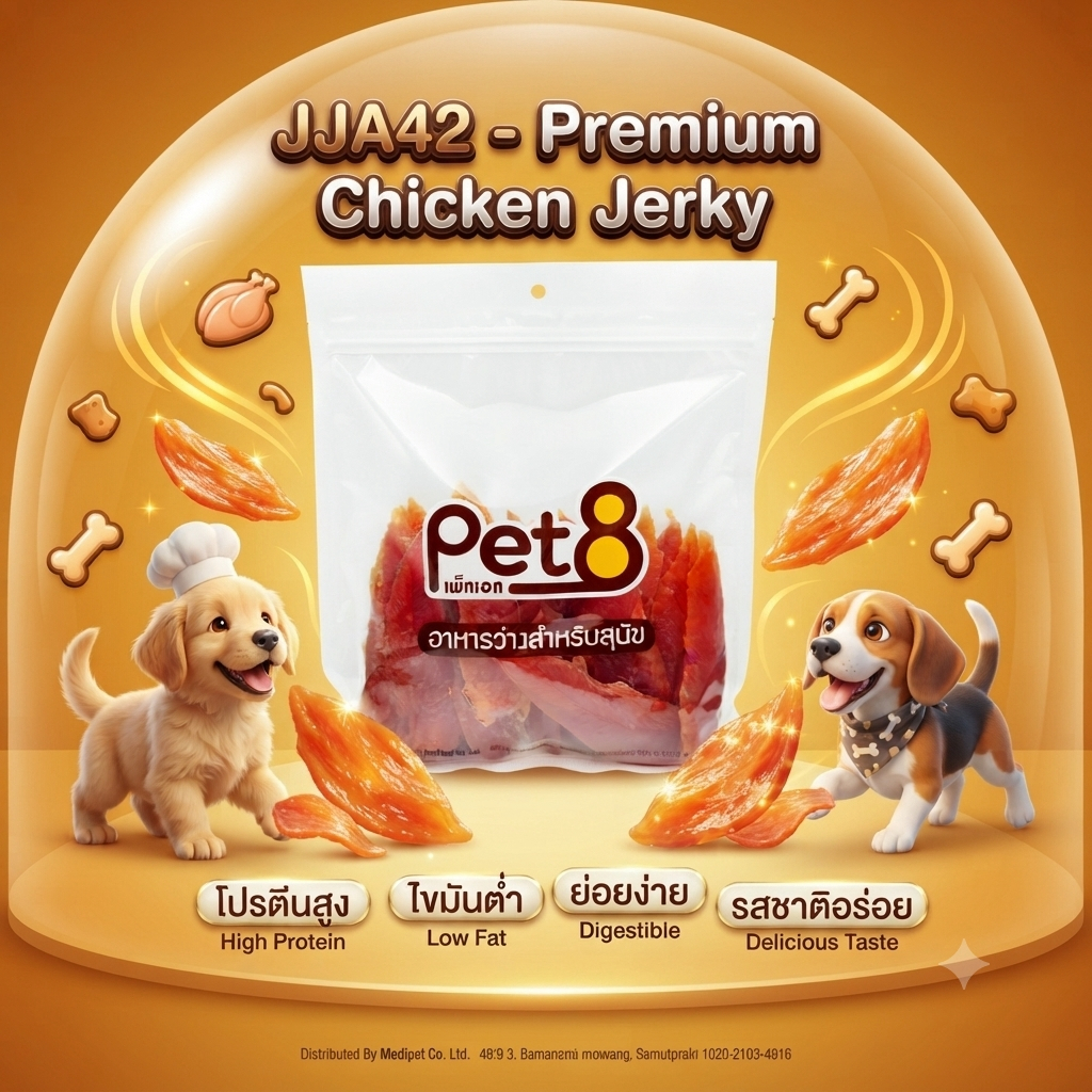 Pet8 ขนมสุนัข สันในไก่แท้สไลด์ Sasami Jerky (ห่อใส) 420G รูปที่ 3