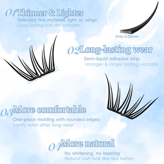 ANLINNET กาวฟรีขนตาปลอมแผ่นบางพิเศษ 0.03 มม. บางเบา ใส่สบาย ก้านโค้งรับกับรูปตา สำหรับแต่งหน้าไปทำงานต้องมีสำหรับมือใหม่