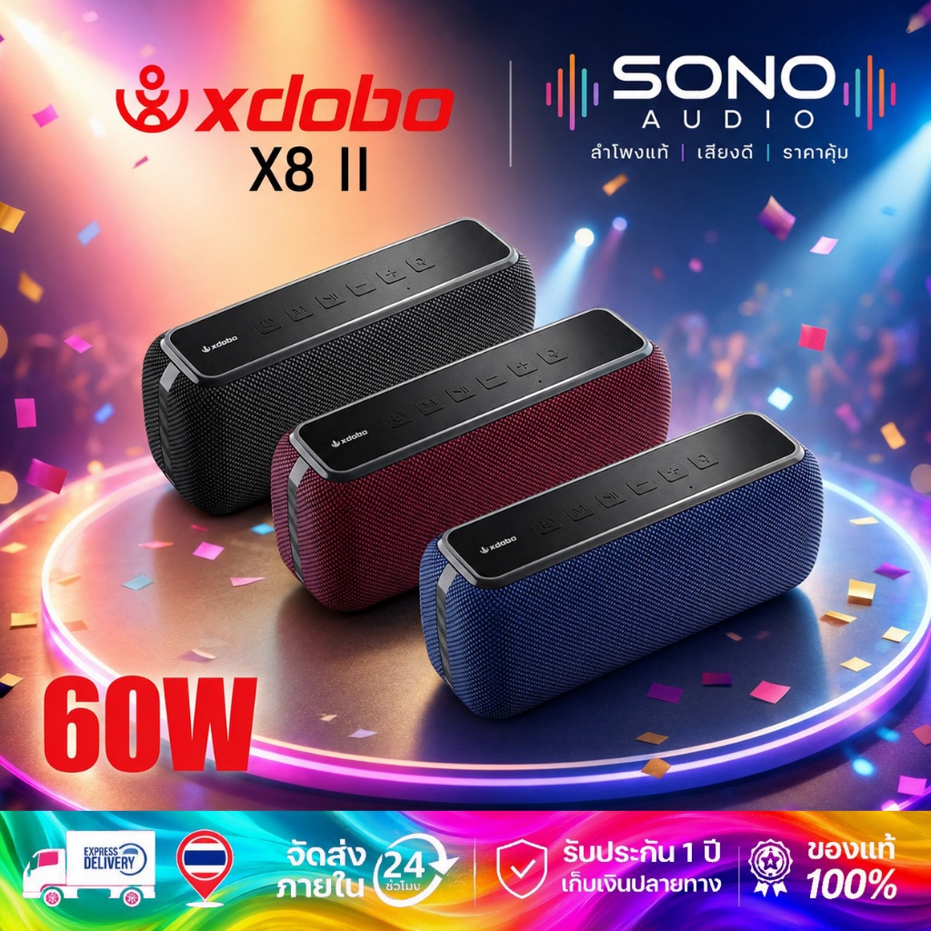 XDOBO X8 II ลำโพงบลูทูธ 60W Bluetooth Speaker & TWS 360 เสียงรอบทิศทาง HD & Rich สเตอริโอเบส Audioph