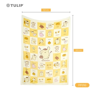 Tulip Fleece 60x80 นิ้ว ปอมปอมปุริน Pompompurin ลาย PF010 ลิขสิทธิ์แท้ Sanrio ผ้าห่มฟลีซห่มนุ่ม ขนาดใหญ่ 5 ฟุต