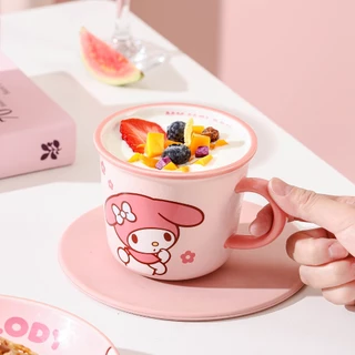 แก้วเซรามิก Sanrio แก้วใส่นม ใช้กับไมโครเวฟได้ ใช้กับเครื่องล้างจานได้ มาพร้อมกล่อง ของขวัญน่ารักๆ
